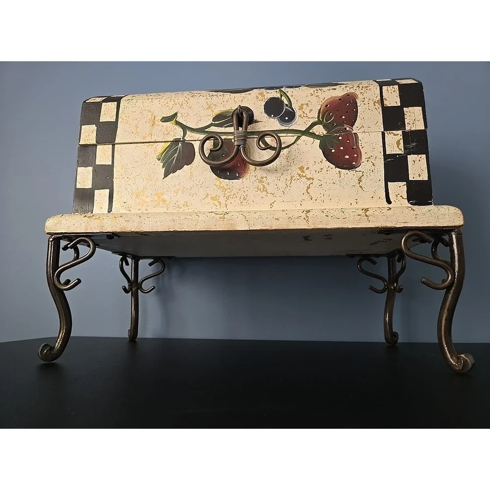 Vintage Wooden Kitchen Storage Box With Metal Legs For Fruits , Counter Top Deco